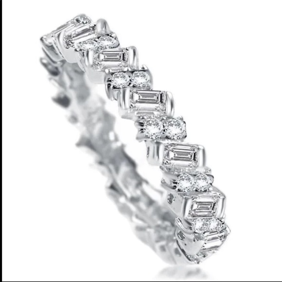 Jewelry - New 925 Silver Rectangular Diamond Engagement Ring